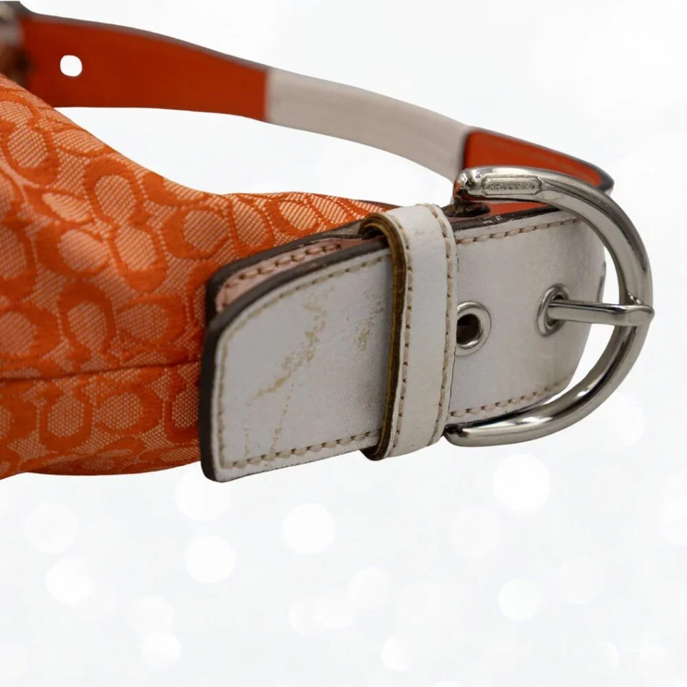 Vintage Coach Soho Orange Signature Hobo Bag | Y2K Leather Trim Purse - Picture 6 of 7